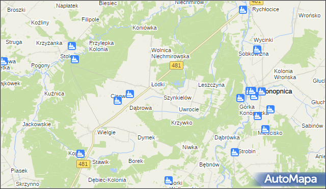 mapa Szynkielów, Szynkielów na mapie Targeo