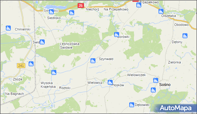 mapa Szynwałd gmina Sośno, Szynwałd gmina Sośno na mapie Targeo