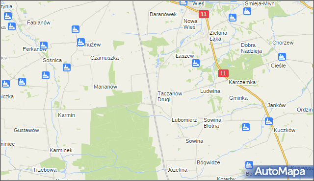 mapa Taczanów Drugi, Taczanów Drugi na mapie Targeo