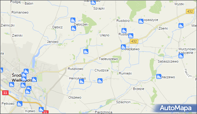 mapa Tadeuszewo, Tadeuszewo na mapie Targeo