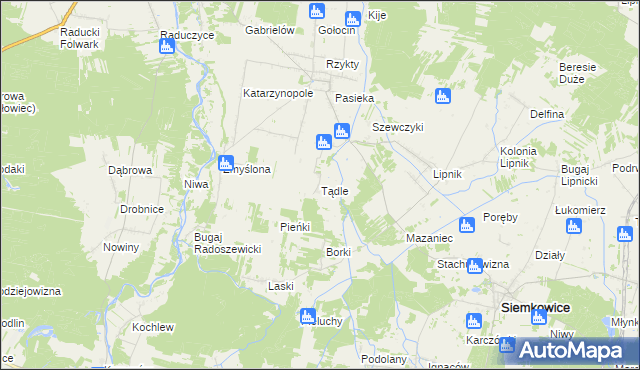 mapa Tądle, Tądle na mapie Targeo