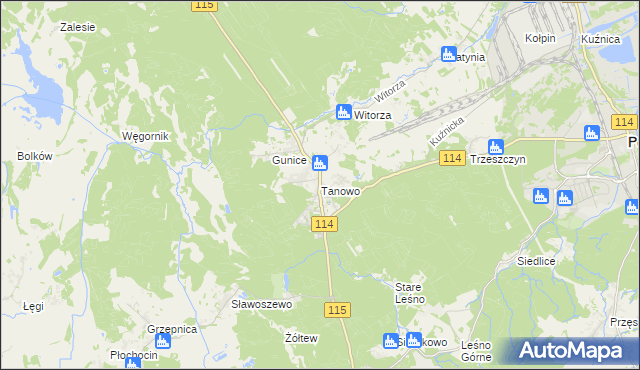 mapa Tanowo, Tanowo na mapie Targeo