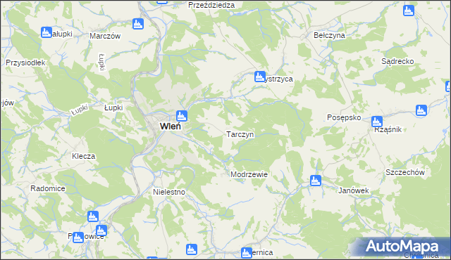 mapa Tarczyn gmina Wleń, Tarczyn gmina Wleń na mapie Targeo