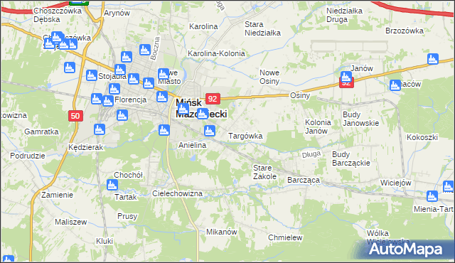 mapa Targówka gmina Mińsk Mazowiecki, Targówka gmina Mińsk Mazowiecki na mapie Targeo