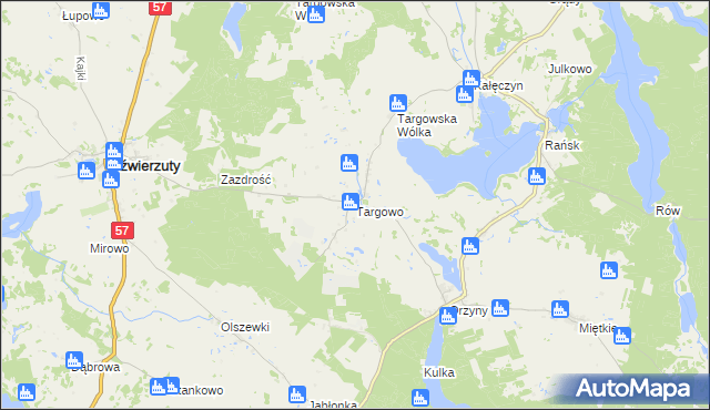 mapa Targowo, Targowo na mapie Targeo