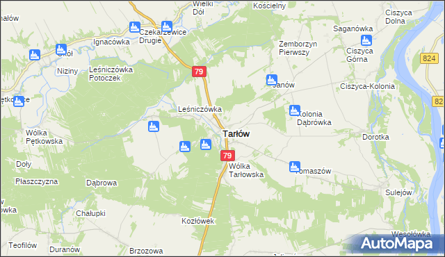 mapa Tarłów, Tarłów na mapie Targeo