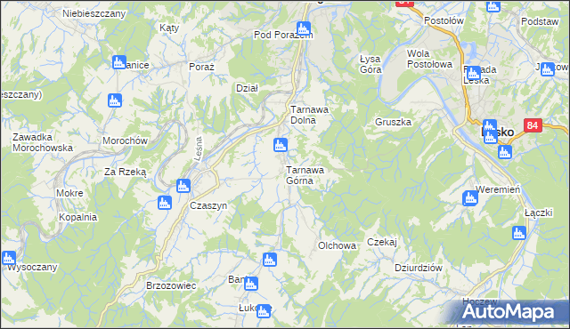 mapa Tarnawa Górna gmina Zagórz, Tarnawa Górna gmina Zagórz na mapie Targeo