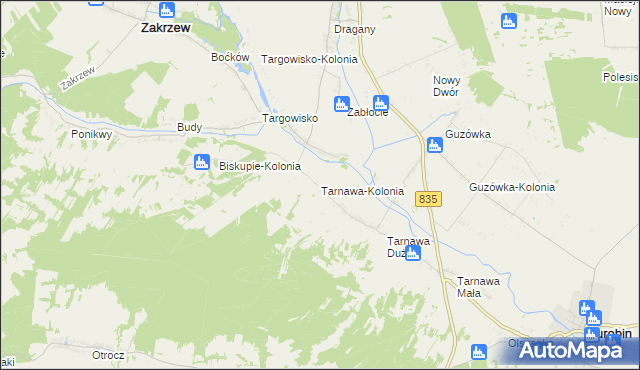 mapa Tarnawa-Kolonia, Tarnawa-Kolonia na mapie Targeo