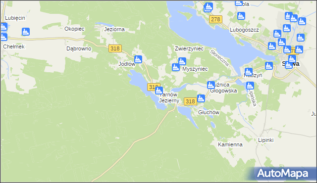 mapa Tarnów Jezierny, Tarnów Jezierny na mapie Targeo