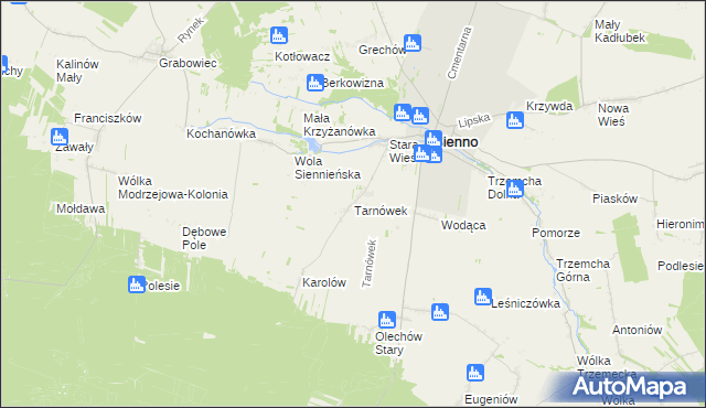 mapa Tarnówek gmina Sienno, Tarnówek gmina Sienno na mapie Targeo