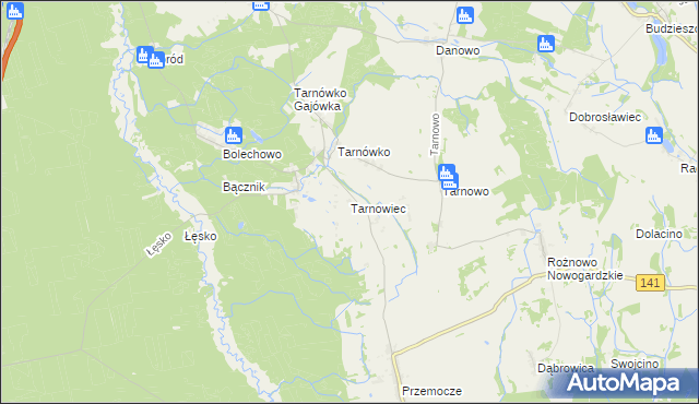 mapa Tarnowiec gmina Goleniów, Tarnowiec gmina Goleniów na mapie Targeo