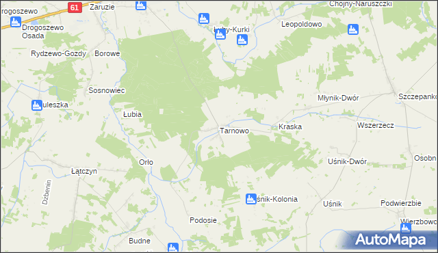 mapa Tarnowo gmina Miastkowo, Tarnowo gmina Miastkowo na mapie Targeo