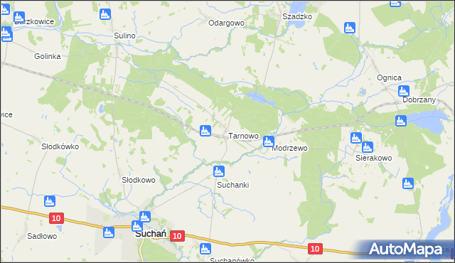 mapa Tarnowo gmina Suchań, Tarnowo gmina Suchań na mapie Targeo