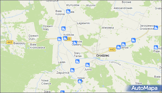 mapa Tartak gmina Grodziec, Tartak gmina Grodziec na mapie Targeo