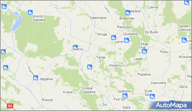 mapa Tartak gmina Łyse, Tartak gmina Łyse na mapie Targeo