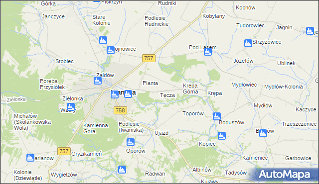 mapa Tęcza, Tęcza na mapie Targeo