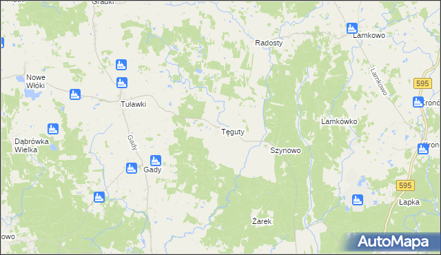 mapa Tęguty, Tęguty na mapie Targeo