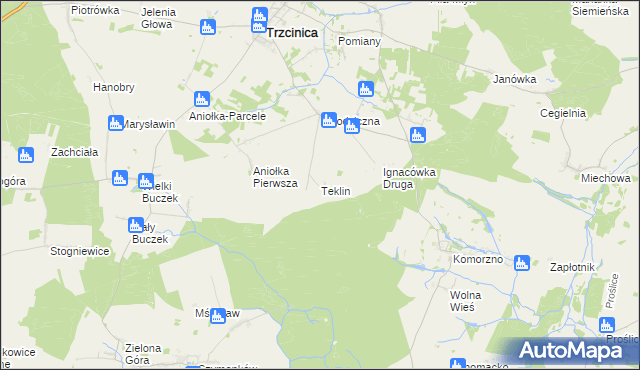 mapa Teklin gmina Trzcinica, Teklin gmina Trzcinica na mapie Targeo