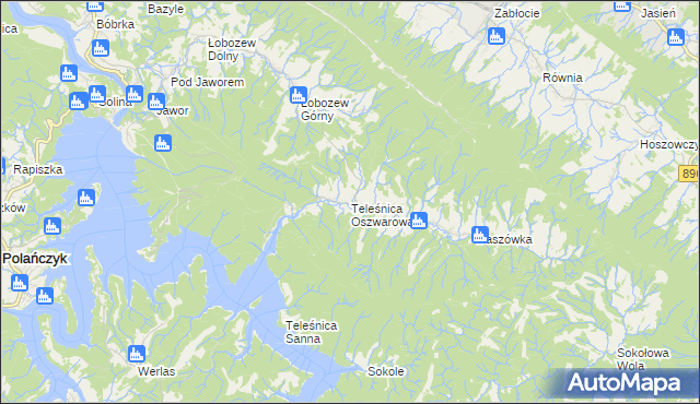 mapa Teleśnica Oszwarowa, Teleśnica Oszwarowa na mapie Targeo