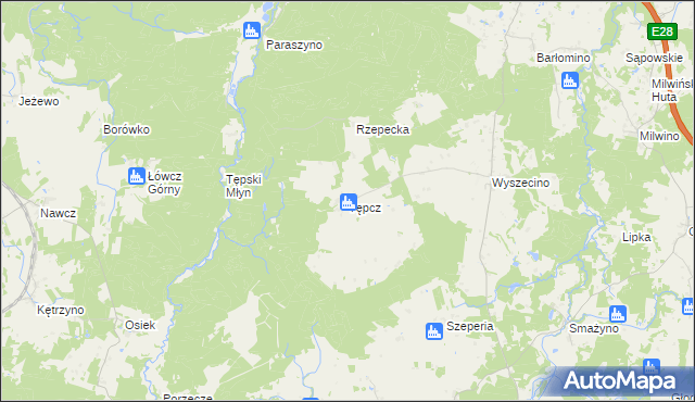 mapa Tępcz, Tępcz na mapie Targeo