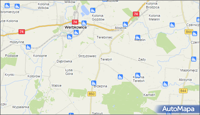 mapa Terebiń, Terebiń na mapie Targeo