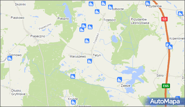 mapa Tetyń, Tetyń na mapie Targeo