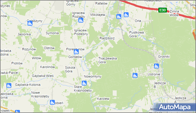 mapa Tkaczewska Góra, Tkaczewska Góra na mapie Targeo