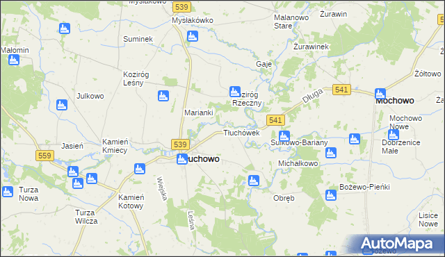 mapa Tłuchówek, Tłuchówek na mapie Targeo