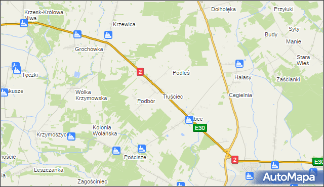 mapa Tłuściec, Tłuściec na mapie Targeo