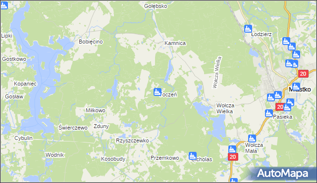 mapa Toczeń gmina Miastko, Toczeń gmina Miastko na mapie Targeo