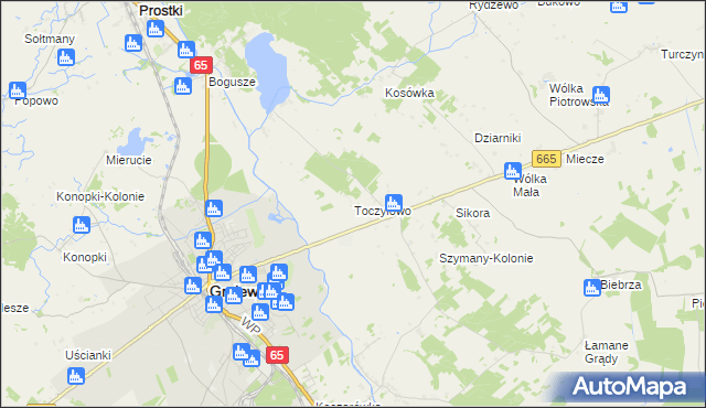 mapa Toczyłowo, Toczyłowo na mapie Targeo