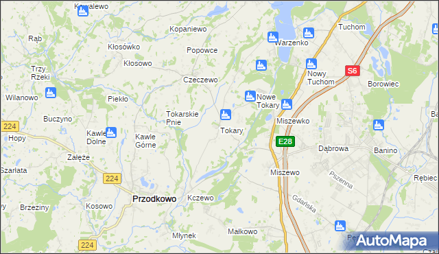 mapa Tokary gmina Przodkowo, Tokary gmina Przodkowo na mapie Targeo