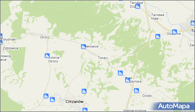 mapa Tokary gmina Turobin, Tokary gmina Turobin na mapie Targeo