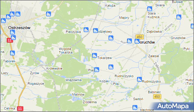 mapa Tokarzew gmina Doruchów, Tokarzew gmina Doruchów na mapie Targeo