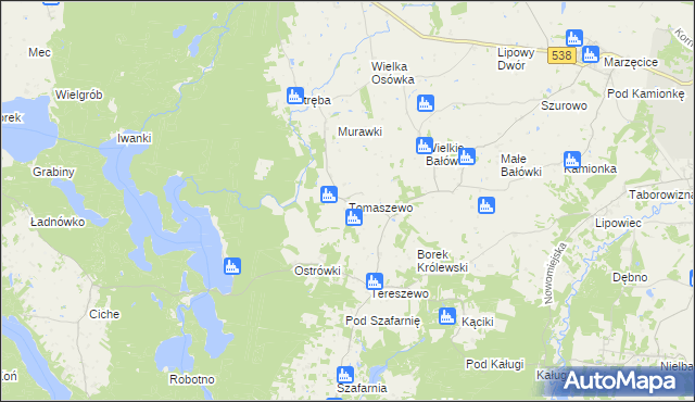 mapa Tomaszewo gmina Kurzętnik, Tomaszewo gmina Kurzętnik na mapie Targeo