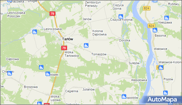 mapa Tomaszów gmina Tarłów, Tomaszów gmina Tarłów na mapie Targeo