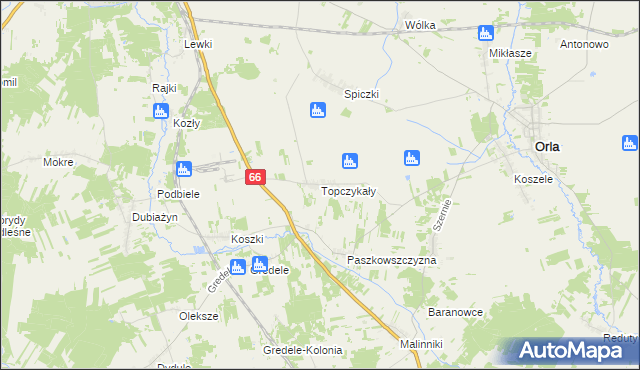 mapa Topczykały, Topczykały na mapie Targeo