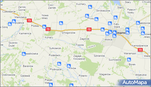 mapa Topola gmina Stopnica, Topola gmina Stopnica na mapie Targeo