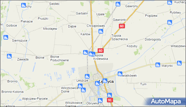 mapa Topola Królewska, Topola Królewska na mapie Targeo