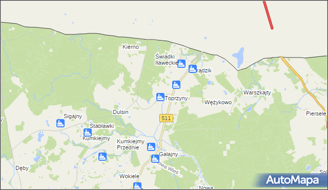 mapa Toprzyny, Toprzyny na mapie Targeo