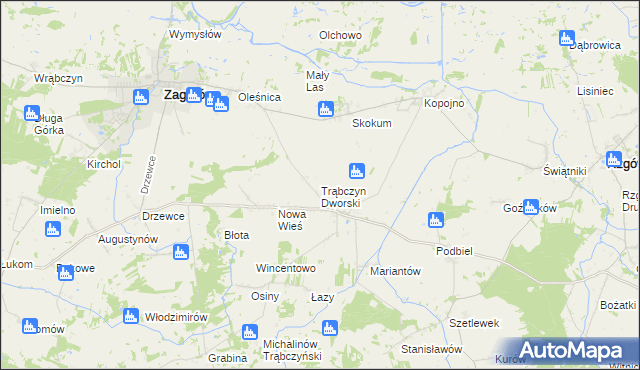 mapa Trąbczyn Dworski, Trąbczyn Dworski na mapie Targeo