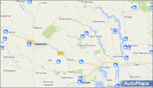 mapa Trąbin-Rumunki, Trąbin-Rumunki na mapie Targeo