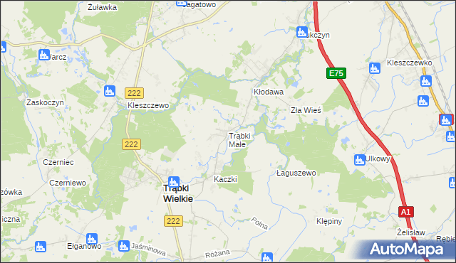 mapa Trąbki Małe gmina Trąbki Wielkie, Trąbki Małe gmina Trąbki Wielkie na mapie Targeo