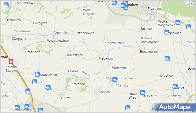 mapa Trębanów, Trębanów na mapie Targeo