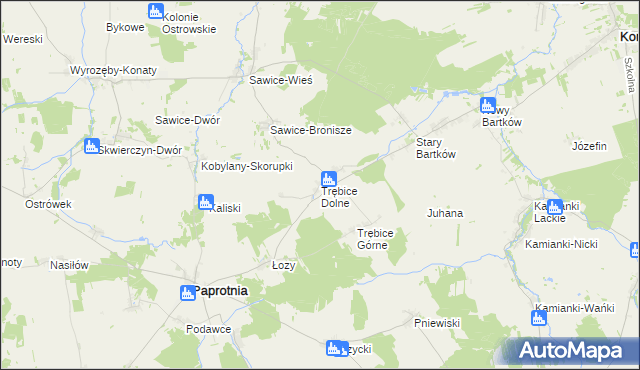 mapa Trębice Dolne, Trębice Dolne na mapie Targeo