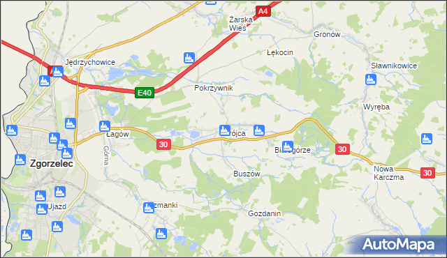 mapa Trójca gmina Zgorzelec, Trójca gmina Zgorzelec na mapie Targeo