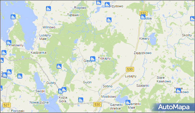 mapa Trokajny gmina Łukta, Trokajny gmina Łukta na mapie Targeo