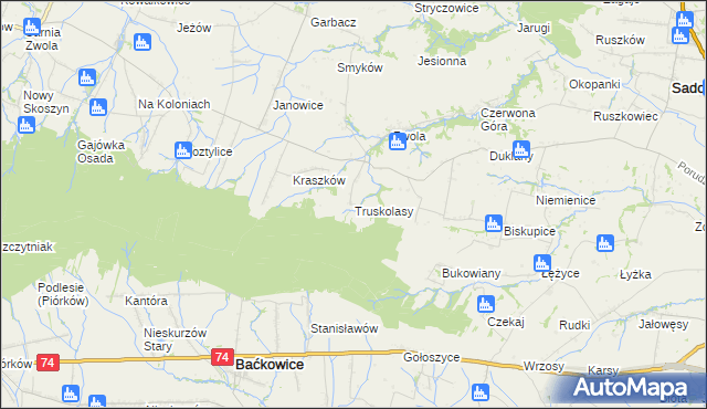 mapa Truskolasy gmina Sadowie, Truskolasy gmina Sadowie na mapie Targeo