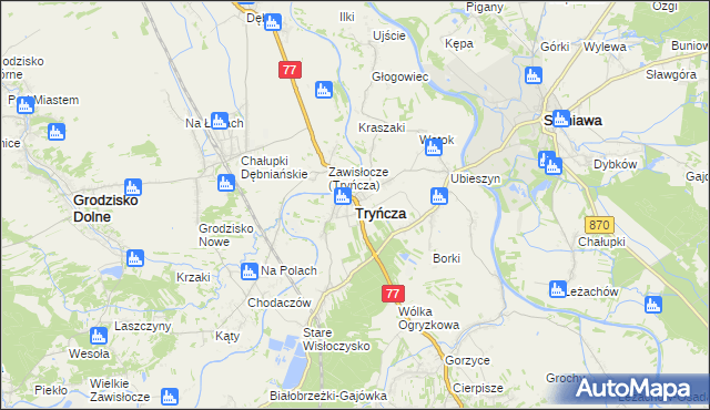 mapa Tryńcza, Tryńcza na mapie Targeo