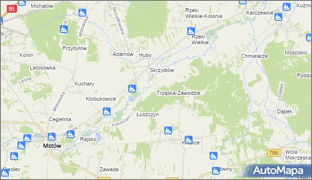 mapa Trząska-Zawodzie, Trząska-Zawodzie na mapie Targeo